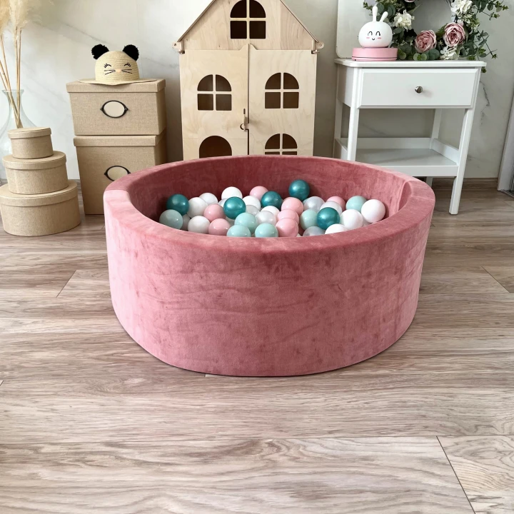 set -ballpit30x90 - Velvet Dirty Pink - white, pearl, powder pink, light mint, metallic tourqise.jpeg