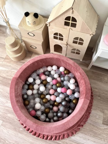 ballpit40x90 - Velvet Dirty Pink - white, pearl, transparent, grey, silver, powder pink, dirty pink, gold 3.jpeg