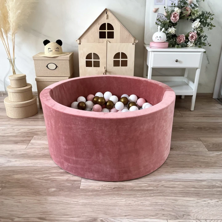 set - ballpit40x90 - Velvet Dirty Pink - white, pearl, powder pink, gold.jpeg