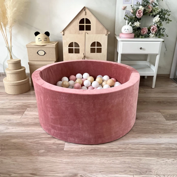 set - ballpit40x90 - Velvet Dirty Pink - white, pearl, powder pink, metallic beige.jpeg