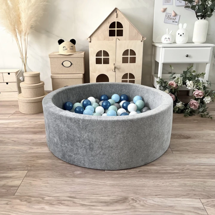 set - ballpit30x90 - Velvet Grey Melange - white, grey, light mint, azure, metallic navy.jpeg