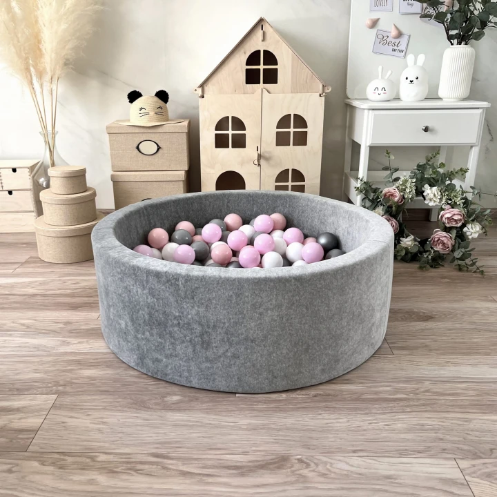 set - ballpit30x90 - Velvet Grey Melange - white, grey, silver, powder pink, baby pink.jpeg