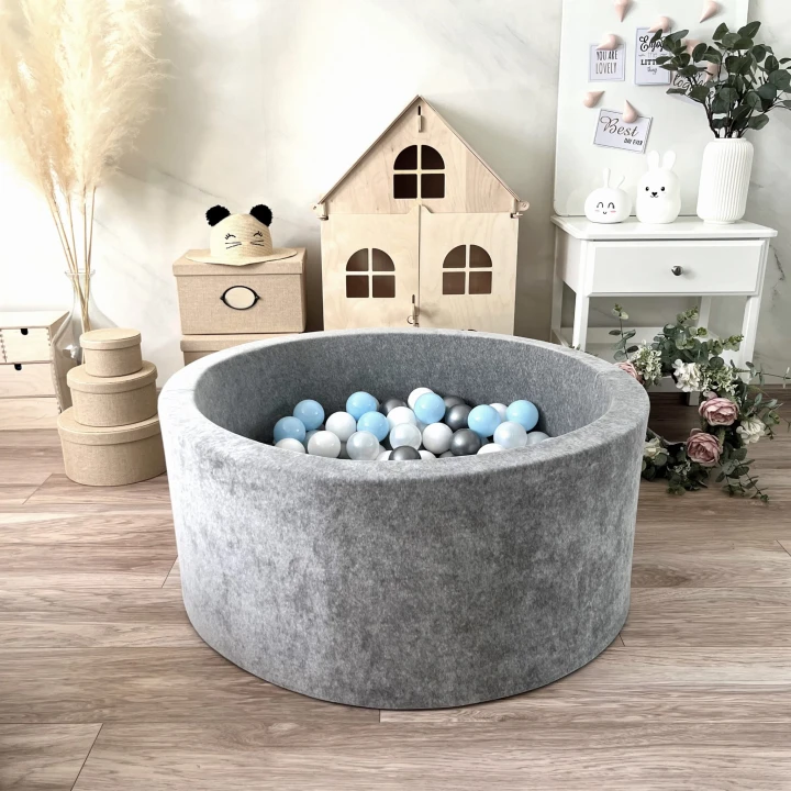 set - ballpit40x90 - Velvet Grey Melange - white, pearl, silver, azure.jpeg