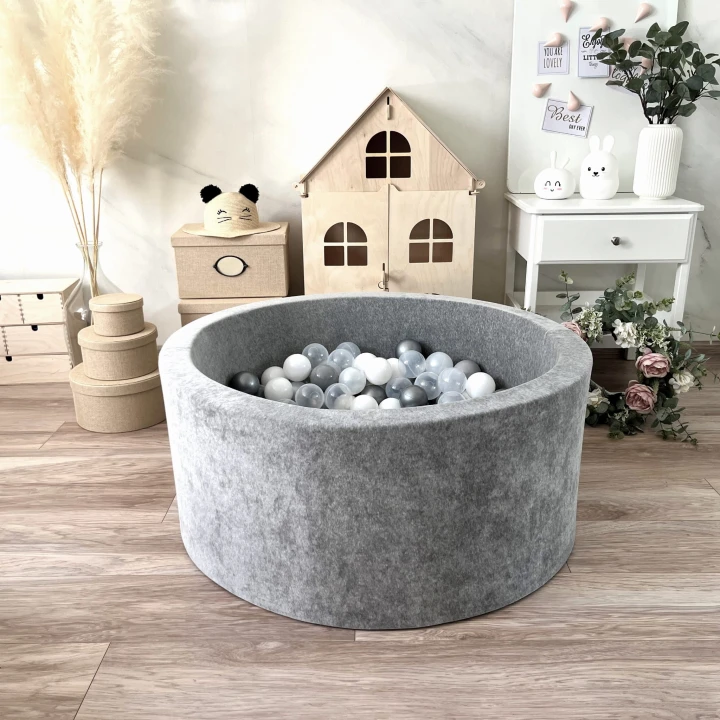 set - ballpit40x90 - Velvet Grey Melange - white, pearl, transparent, grey, silver.jpeg