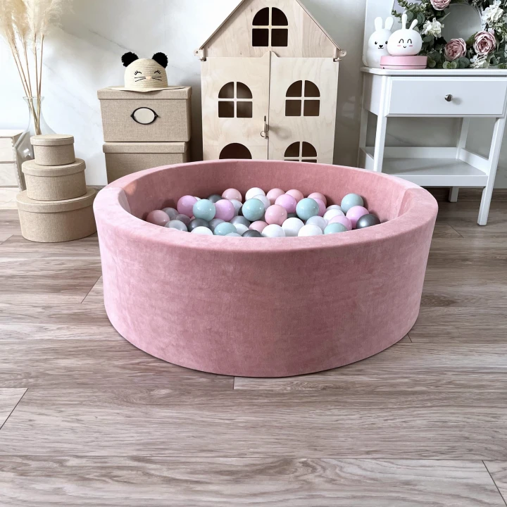 set - ballpit30x90 - Velvet Pink - white, pearl, silver, powder pink, baby pink, light mint.jpeg