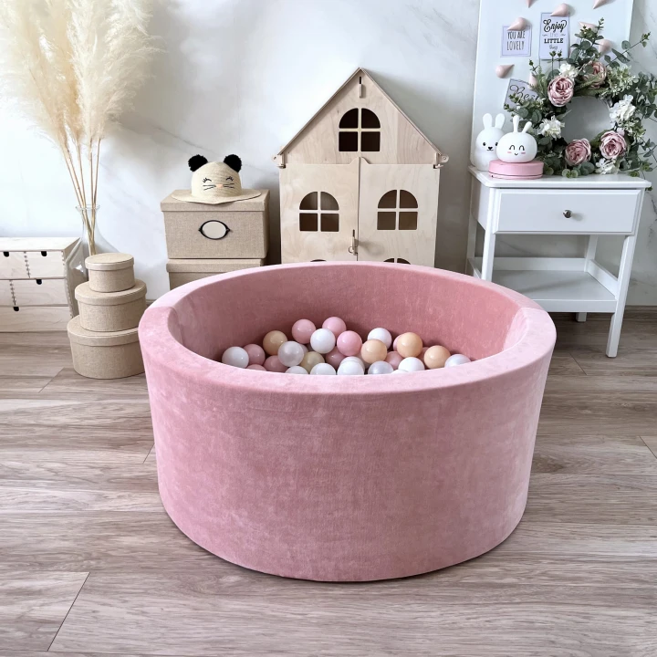 set - ballpit40x90 - Velvet Pink - white, pearl, powder pink, metallic beige.jpeg