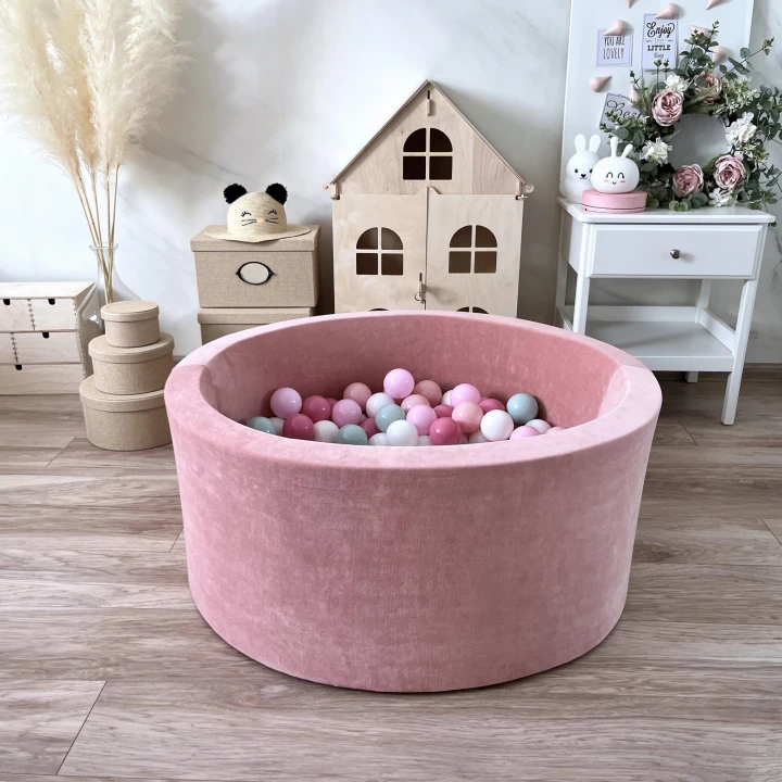 set - ballpit40x90 - Velvet Pink - white, powder pink, baby pink, dirty pink, light mint.jpeg