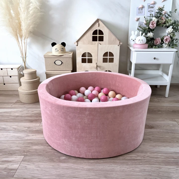 set - ballpit40x90 - Velvet Pink - white, powder pink, dirty pink, metallic beige.jpeg