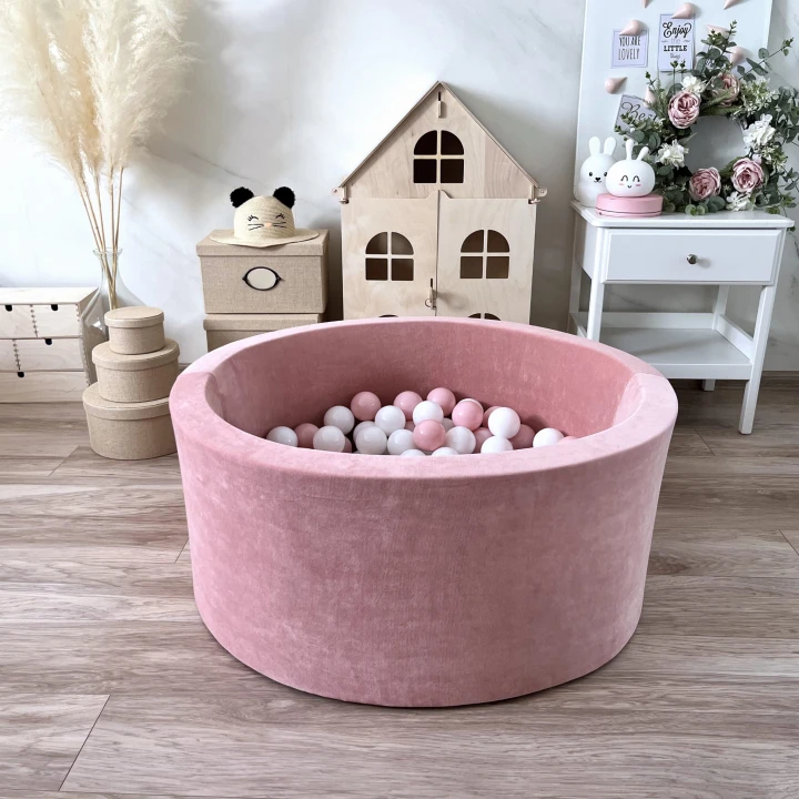 set - ballpit40x90 - Velvet Pink - white, powder pink.jpeg