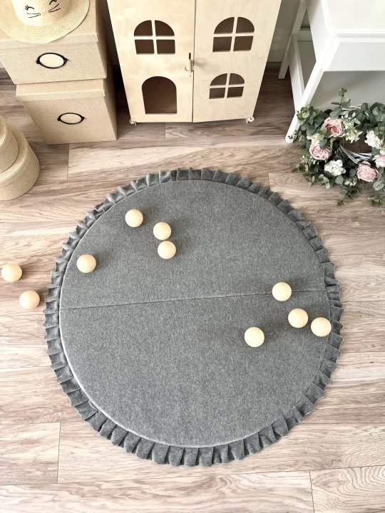 Velvet foldabe  playmats grey melange-round 4.jpeg