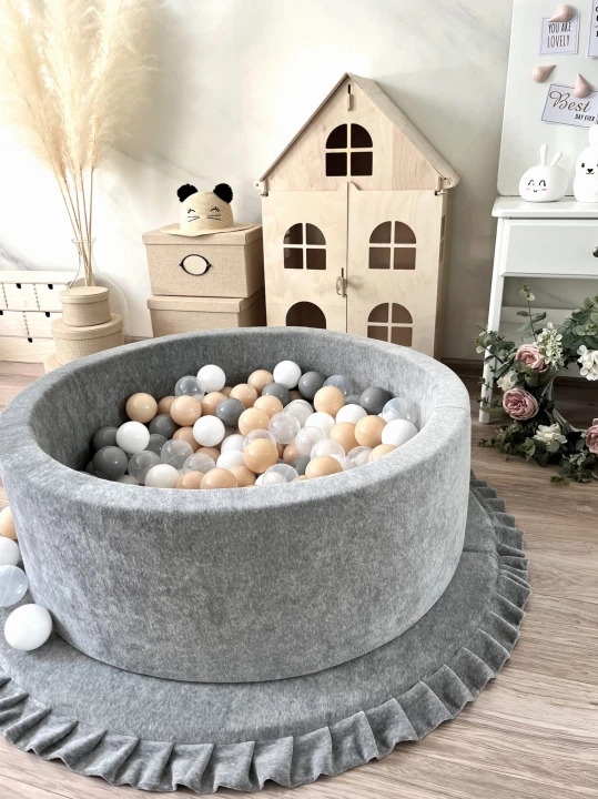 Velvet foldabe  playmats grey melange-round 5.jpeg