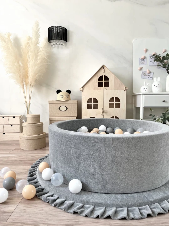 Velvet foldabe  playmats grey melange-round 6.jpeg