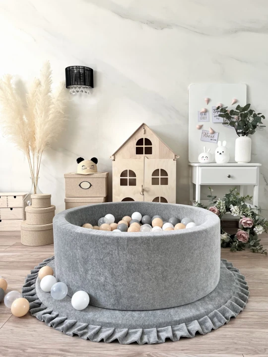 Velvet foldabe  playmats grey melange-round 3.jpeg