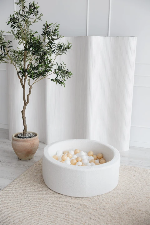 Suchy basen z piłkami dla dzieci boucle biały