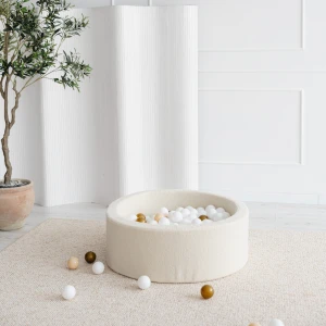 Suchy basen z kulkami 30x90 Boucle krem + piłeczki