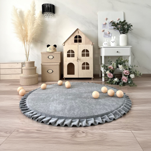 Velvet foldabe  playmats grey melange-round 1.jpeg