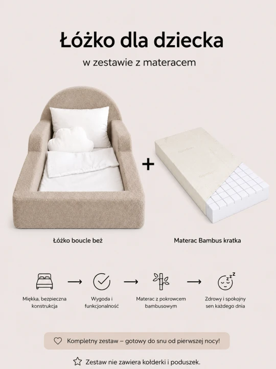 łóżko boucle beż + materac  bambus kratka.png