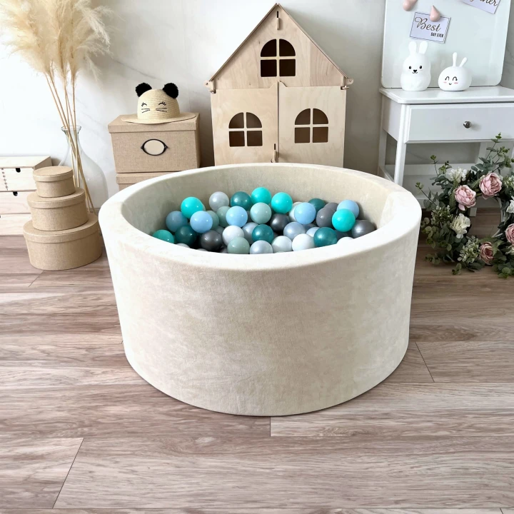 set - ballpit40x90 - Velvet Creme - white, pearl, grey, silver, light mint, mint, metallic tourqise, azure.jpeg