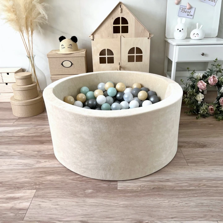 set - ballpit40x90 - Velvet Creme - white, pearl, grey, silver, metallic beige, light mint.jpeg